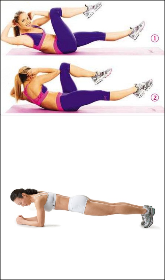 Bicycle crunch & Plank Hold